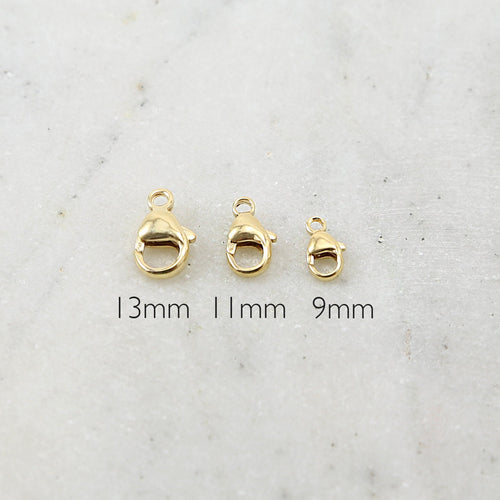 14K Gold Filled Rounded Lobster Clasp 3 Sizes 9mm 11mm 13mm Chain