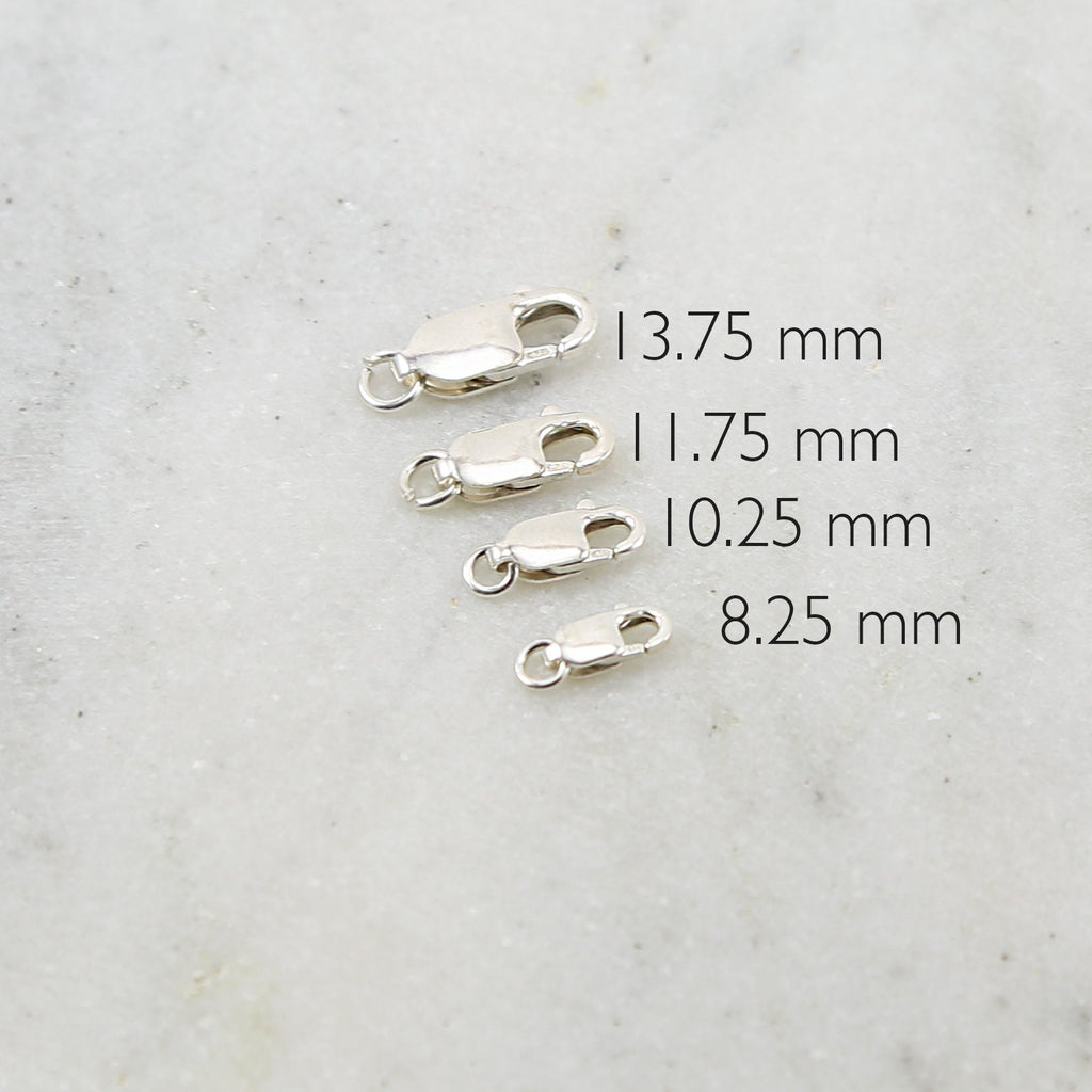 Sterling Silver . Rectangle Lobster Clasp 13.75mm x 11.75mm 10.25mm