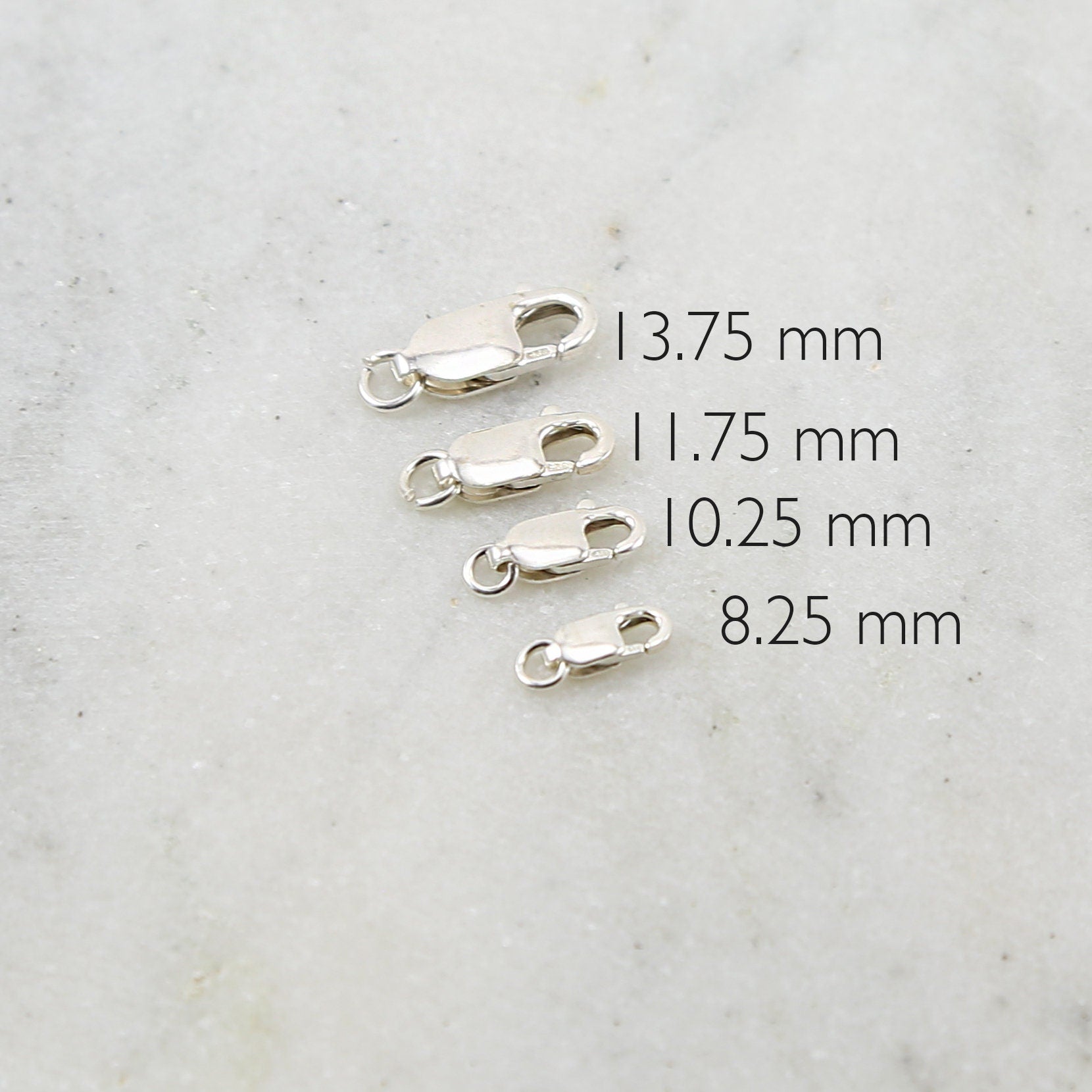 Sterling Silver . Rectangle Lobster Clasp 13.75mm x 11.75mm 10.25mm