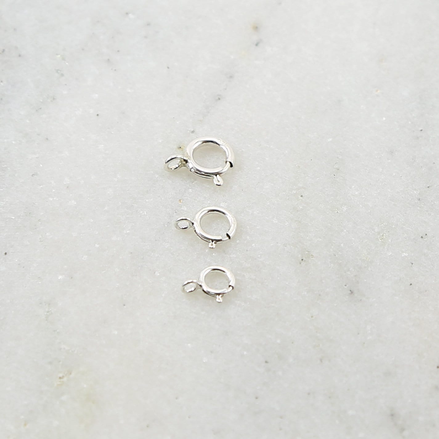 Sterling Silver Closed Spring Ring Clasp 3 Sizes 7mm 6mm 5mm Chain (10pc)