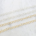 4.8mmx4.8mm Sterling Silver or 14K Gold Filled Round Link – Sold by the Foot