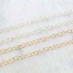 Sterling Silver or 14K Gold Filled Round Link Textured – Sold by the Foot