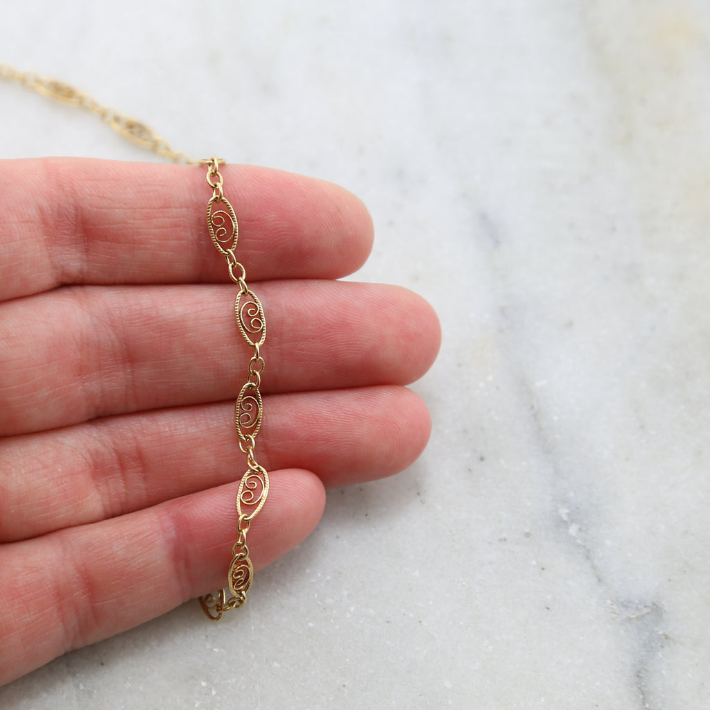 Sterling Silver or 14K Gold Filled Fancy Lace Oval – Sold by the Foot
