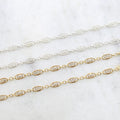 Sterling Silver or 14K Gold Filled Fancy Lace Oval – Sold by the Foot