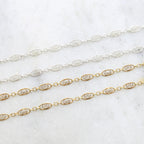 Sterling Silver or 14K Gold Filled Fancy Lace Oval – Sold by the Foot