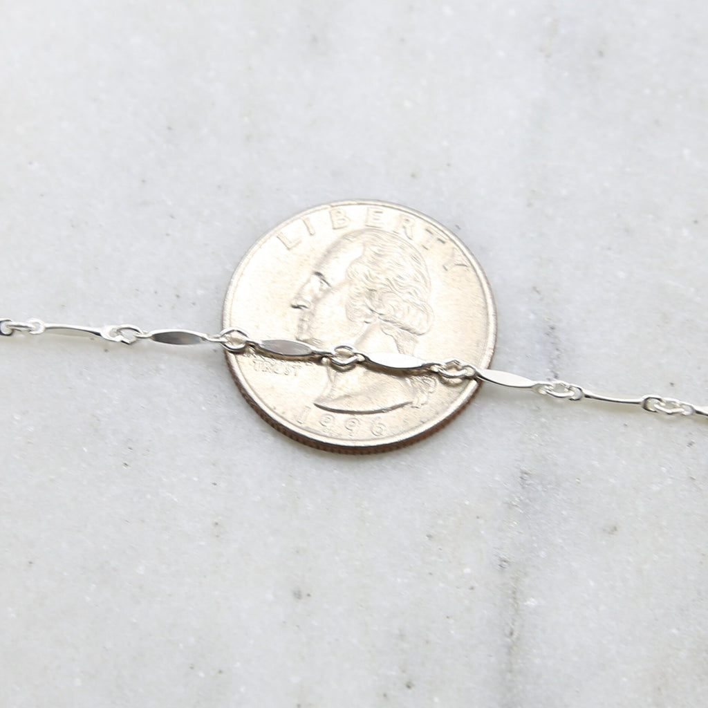8.5mmx1.5mm Sterling Silver Flat Diamond Link Chain – Sold by the Foot