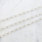 Sterling Silver Sturdy Rectangular Oval Link Chain 6mmx3mm – Sold by the Foot