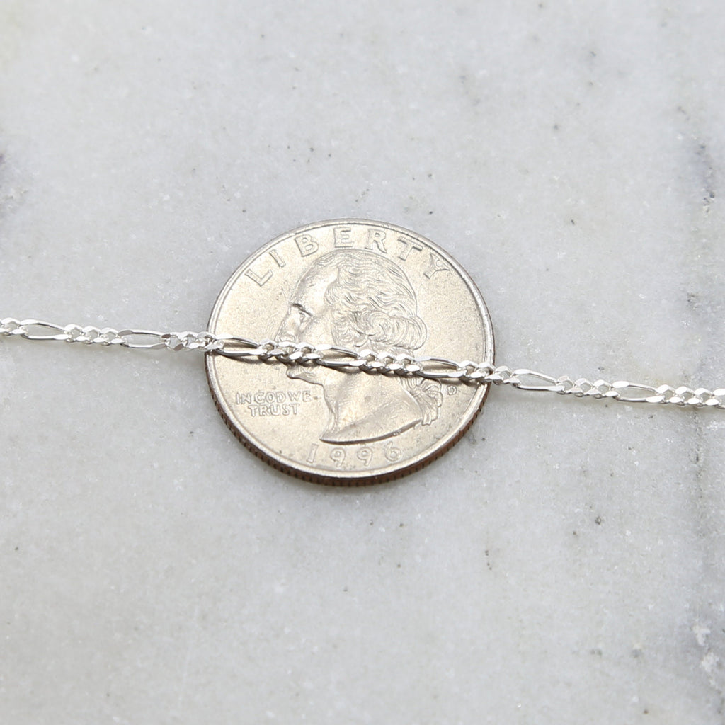Sterling Silver Diamond Cut Curb Chain with Three – Sold by the Foot