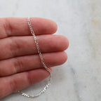 Sterling Silver Diamond Cut Curb Chain with Three – Sold by the Foot