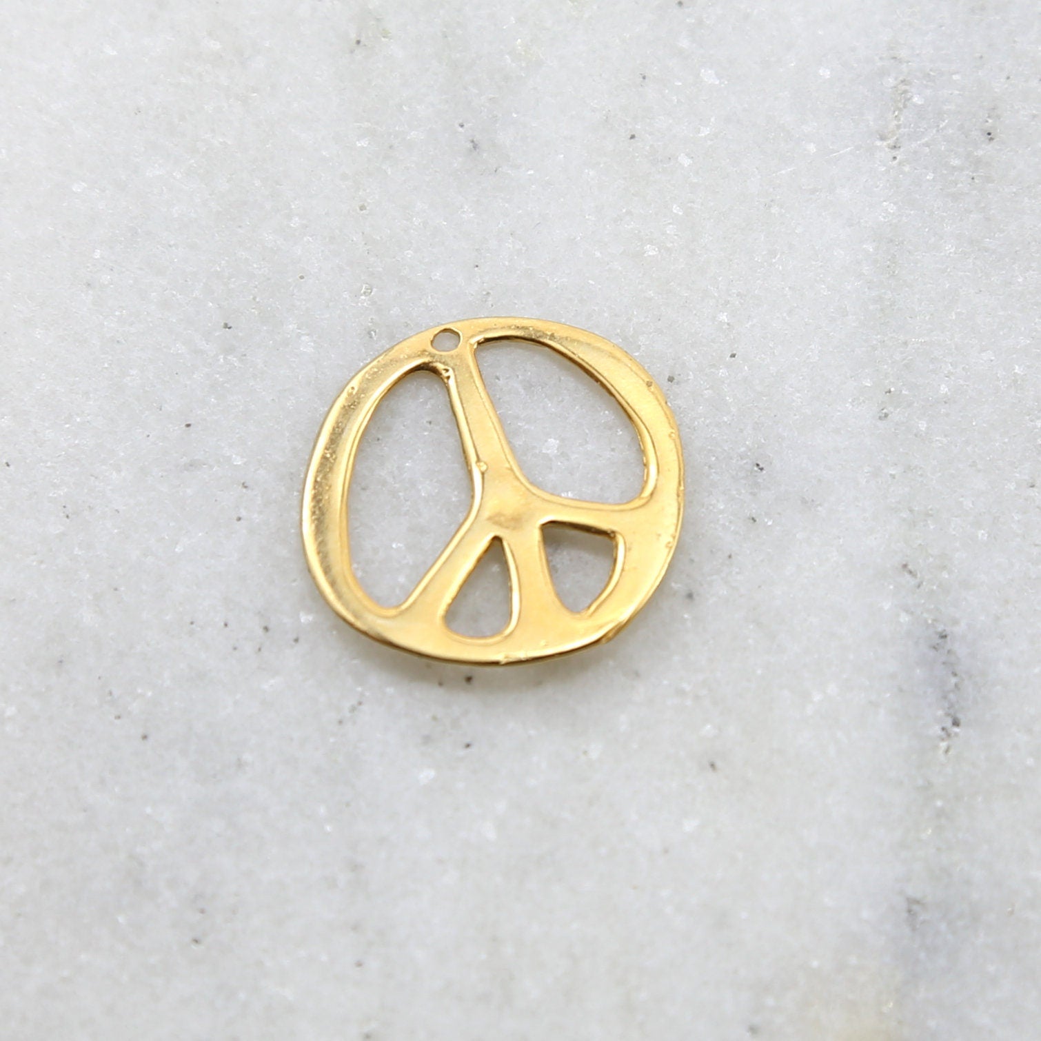 20mmx18mm Sterling Silver or Vermeil Organic Peace Sign with Heart Charm