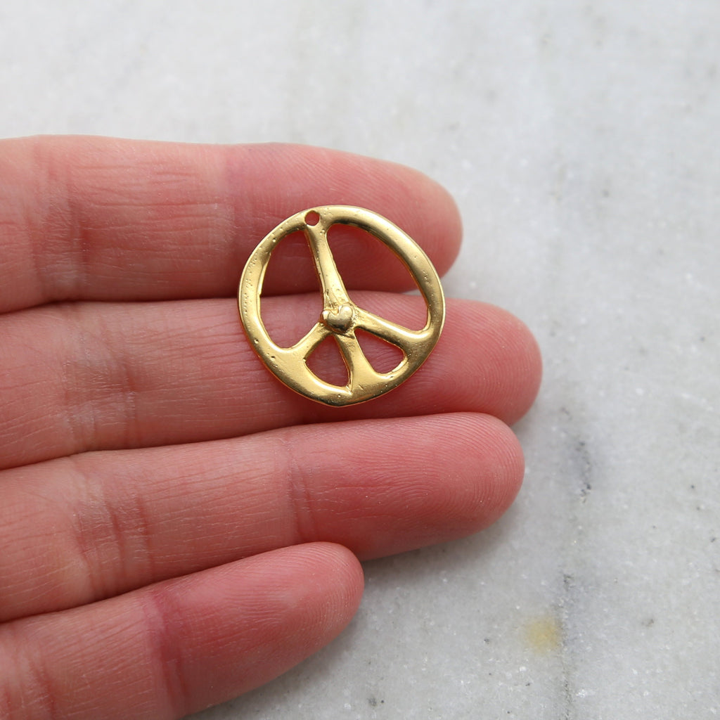 20mmx18mm Sterling Silver or Vermeil Organic Peace Sign with Heart Charm