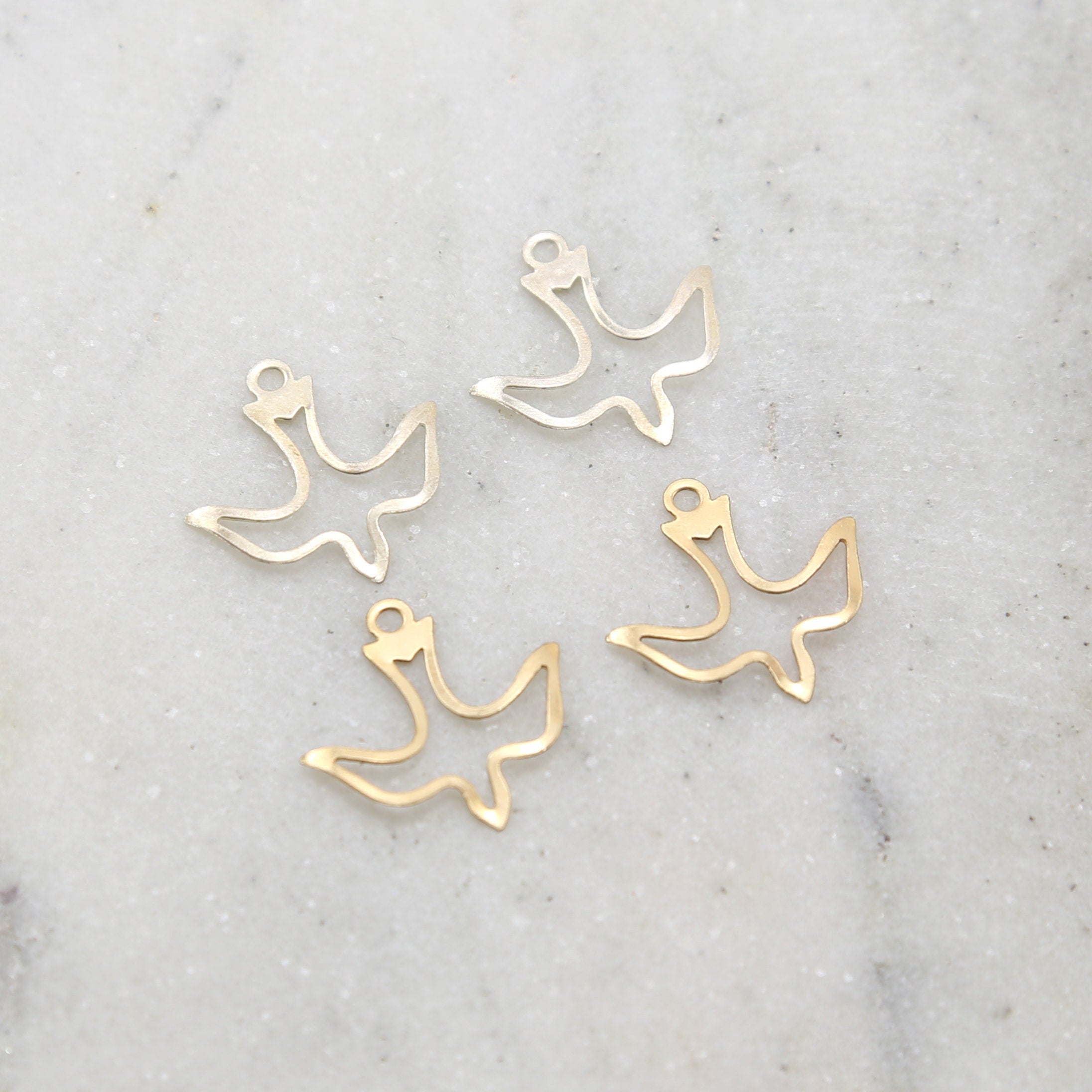 Sterling Silver or 14K Gold Filled Dainty Flying Dove Bird Delicate (2pc)