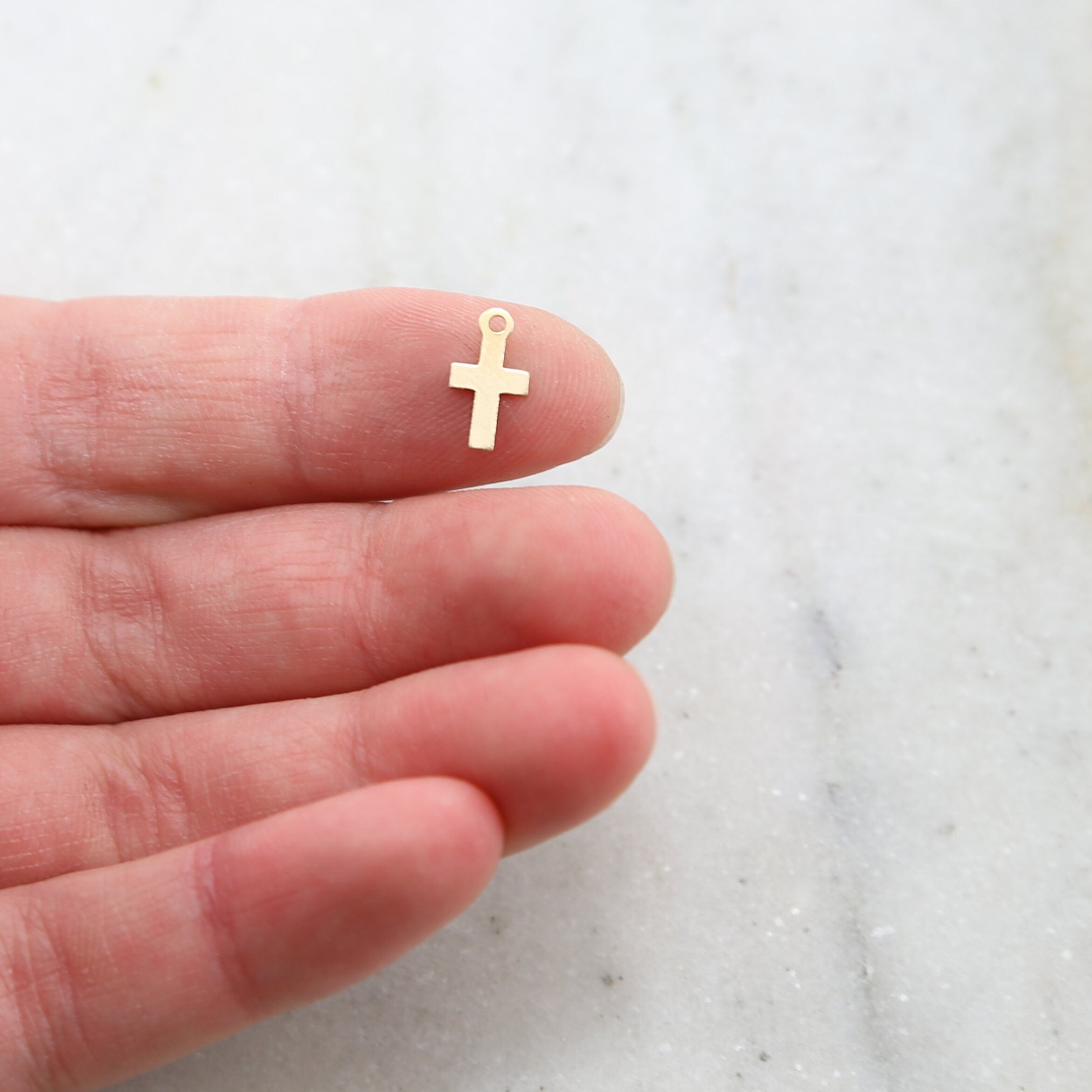Sterling Silver or 14K Gold Filled Dainty Tiny Cross Charms (4pc)