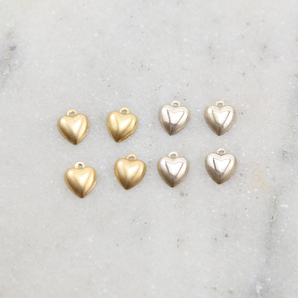 Sterling Silver or 14K Gold Filled Teeny Tiny Hollow Heart Lightweight (4pc)