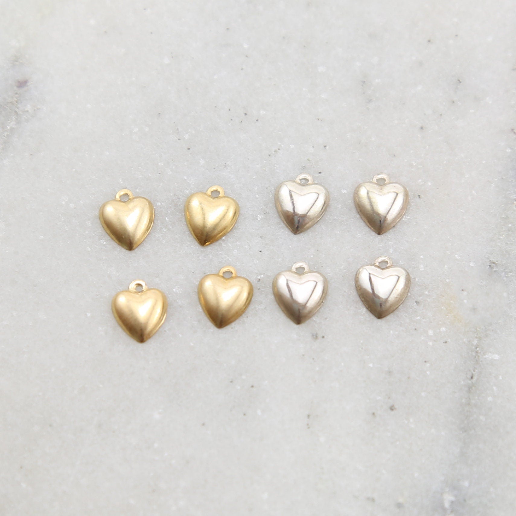 Sterling Silver or 14K Gold Filled Teeny Tiny Hollow Heart Lightweight (4pc)