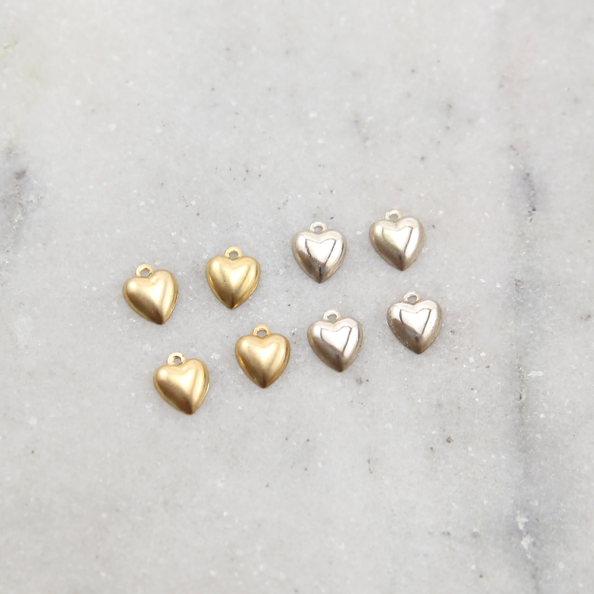 Sterling Silver or 14K Gold Filled Teeny Tiny Hollow Heart Lightweight (4pc)
