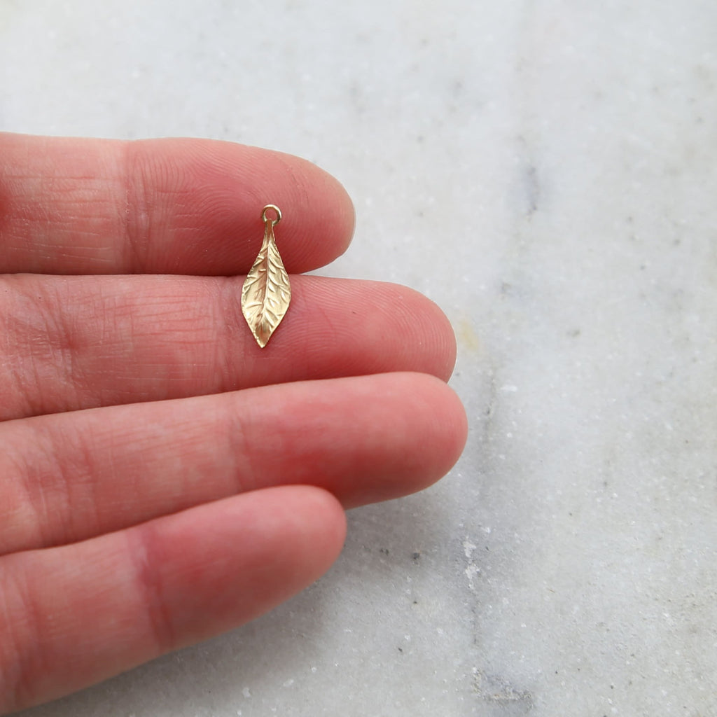 Sterling Silver or 14K Gold Filled Thin Delicate Detailed Leaf Charm (4pc)