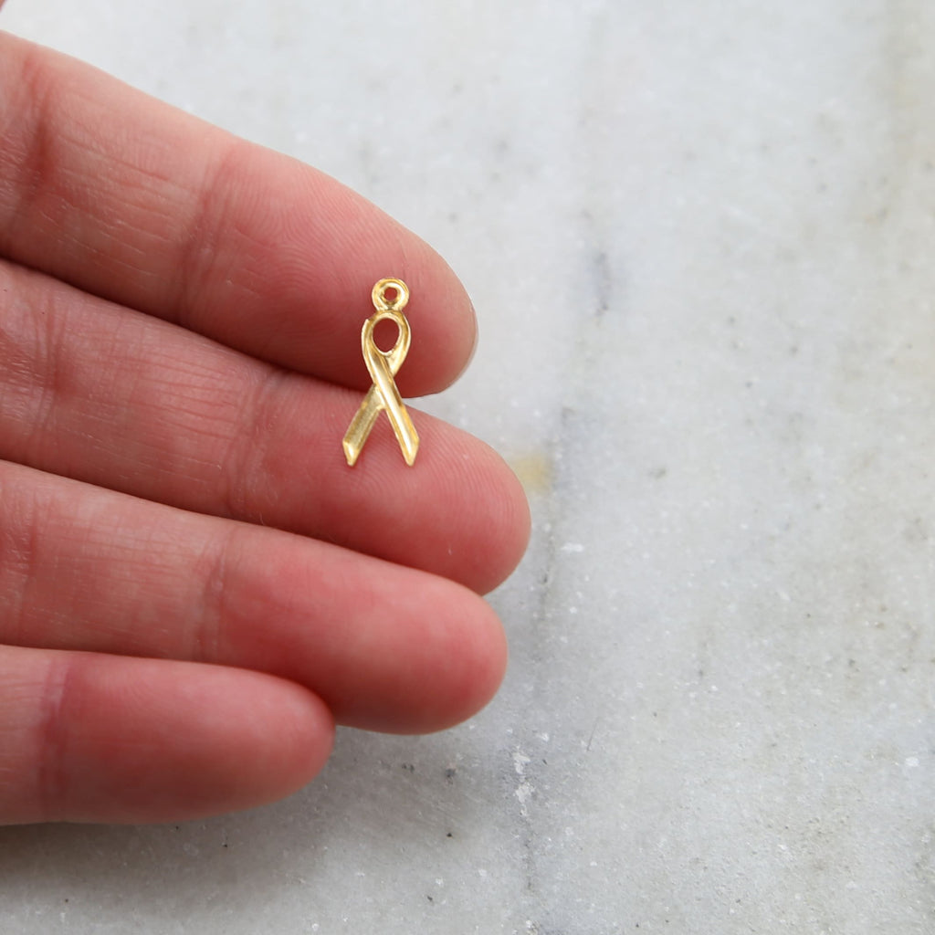 Sterling Silver or 14K Gold Filled Awareness Ribbon Delicate Charm (4pc)