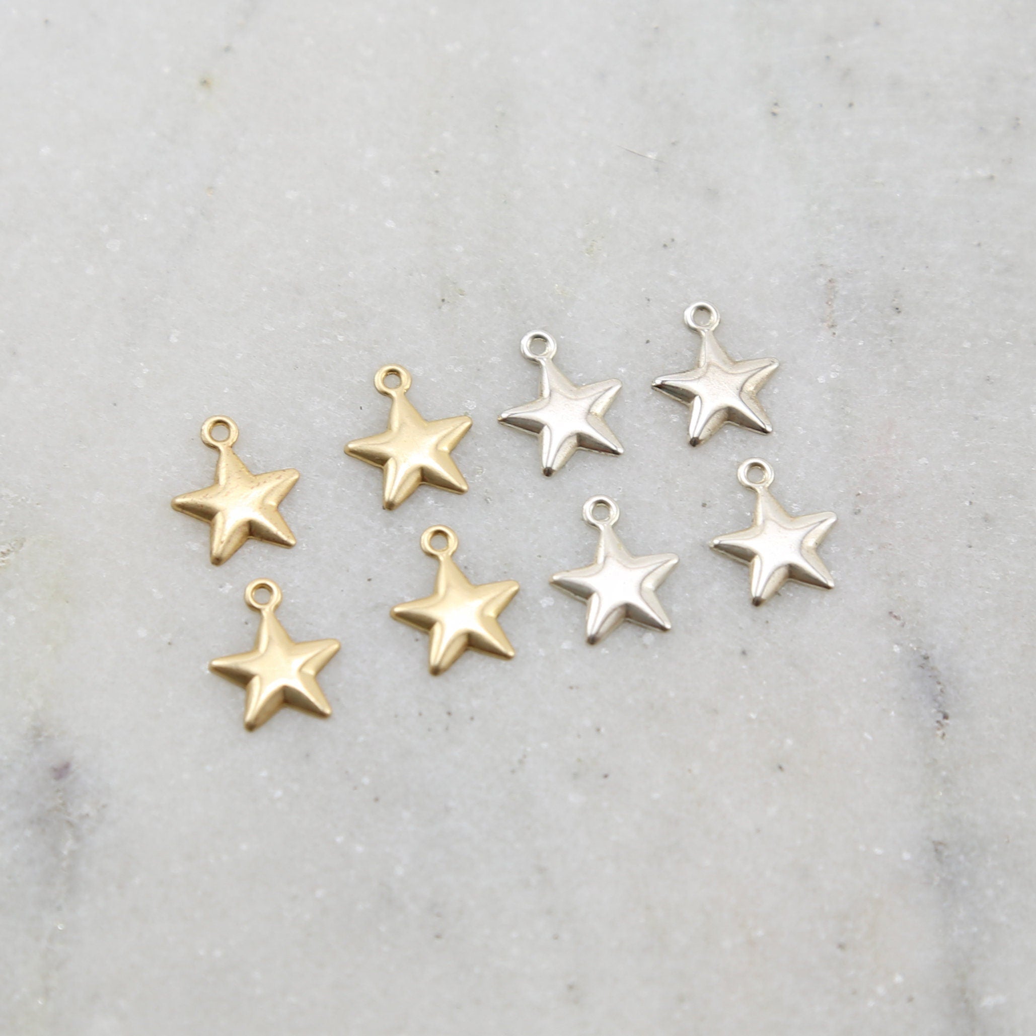 Sterling Silver or 14K Gold Filled Delicate Lightweight Star Charm (4pc)