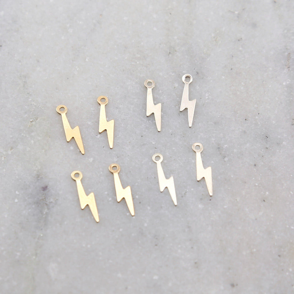 Sterling Silver or 14K Gold Filled Dainty Lightning Bolt Charm (4pc)
