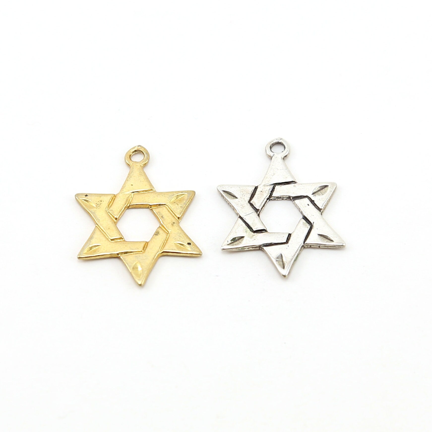 Sterling Silver or Vermeil Flat Star of David Charm Religious Jewish Pendant