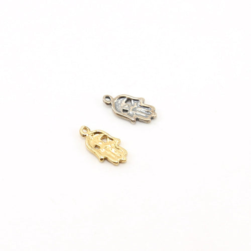 14mmx8mm Sterling Silver or Vermeil Small Hamsa with Evil Eye Charm