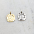 Sterling Silver or Vermeil Om Ohm Octagon Buddha Mantra Yoga Charm Pendant