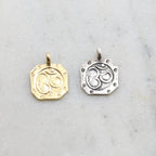 Sterling Silver or Vermeil Om Ohm Octagon Buddha Mantra Yoga Charm Pendant