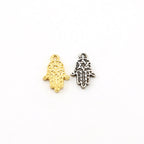 15mmx8mm Sterling Silver or Vermeil Textured Hamsa with Star of David Charm