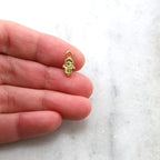 Sterling Silver or Vermeil Tiny Hamsa Charm with Star of David Stamped