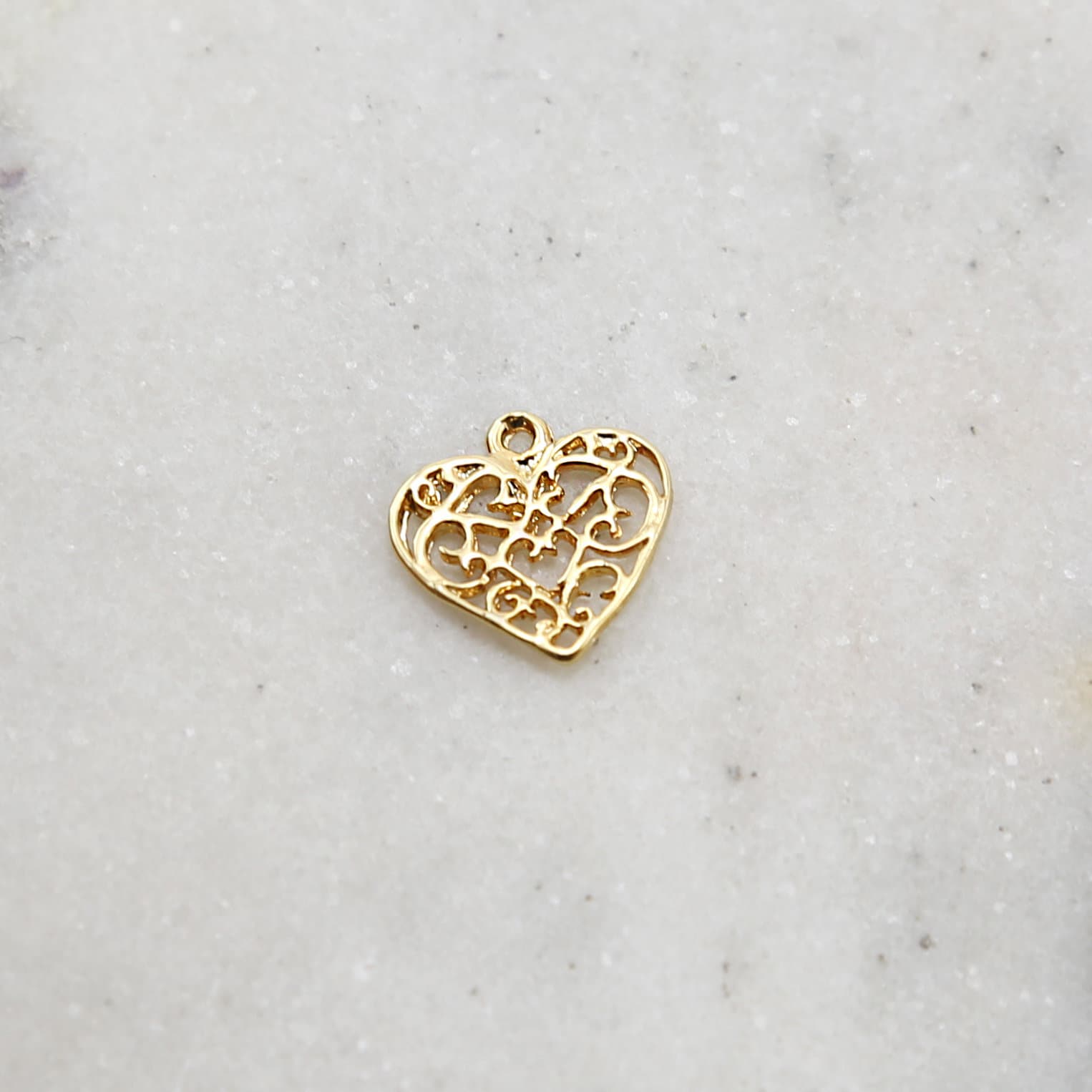 Sterling Silver or Vermeil Fancy Filigree or Heart Charm Valentines Day