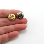 13mm Sterling Silver or Vermeil Round 3D Fleur De Lis Button in or Shiny Wrap