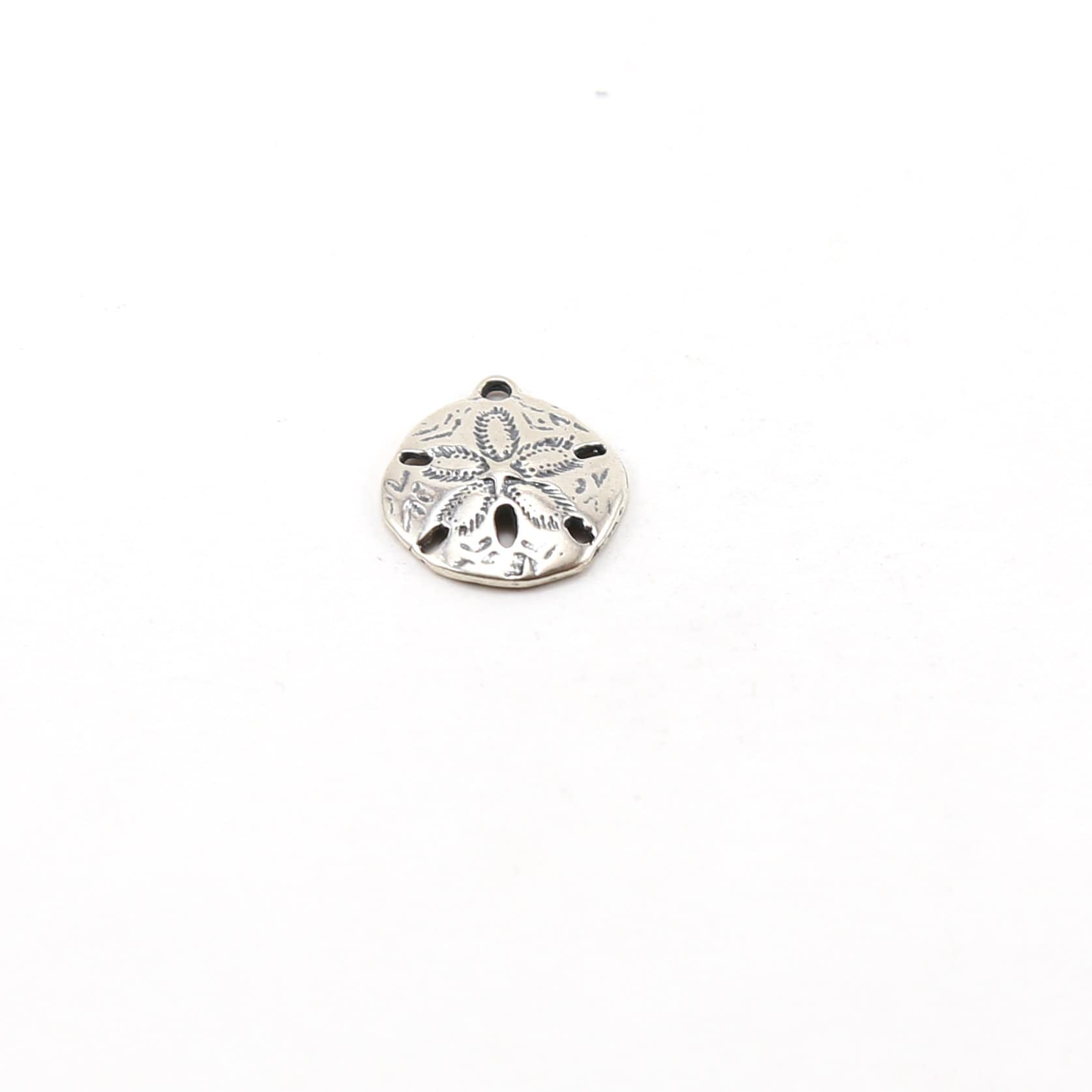 Sterling Silver Large Sand Dollar Ocean Nautical Charm Pendant