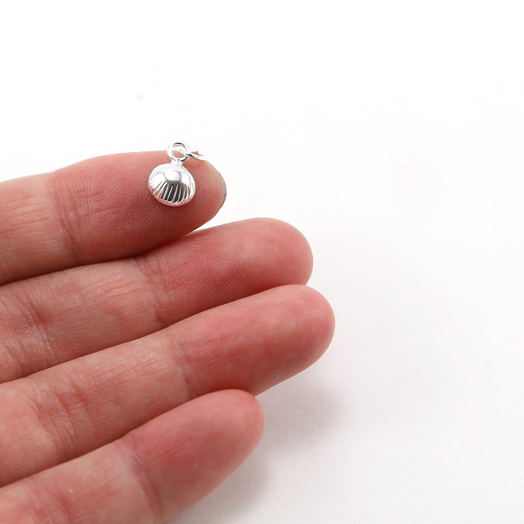 Sterling Silver Teeny Tiny Shiny Shell Ocean Nautical Charm Pendant