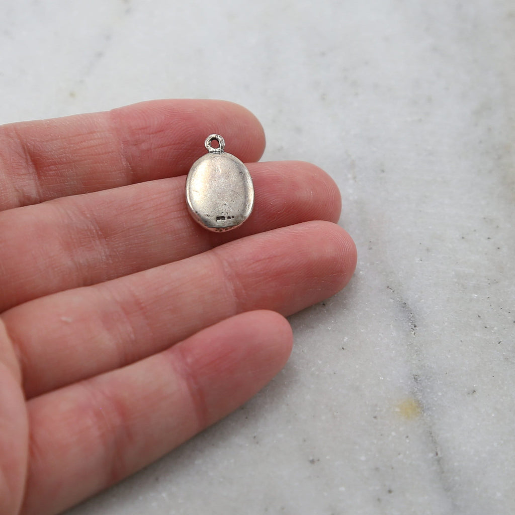 Sterling Silver or Vermeil Love or Believe Stamped Organic Shape Rounded Oval