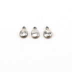 Sterling Silver Passion Faith Hope Stamped Organic Shape Rounded Oval