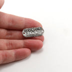 26mmx11mm Sterling Silver Organic Bloom Engraved Oval Connector Charm