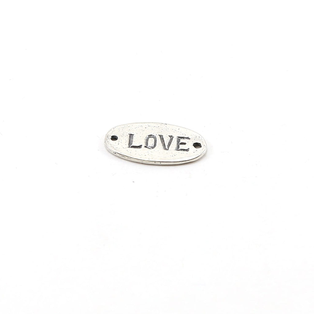 Sterling Silver Love Stamped Rounded Oval Connector Charm Inspiration