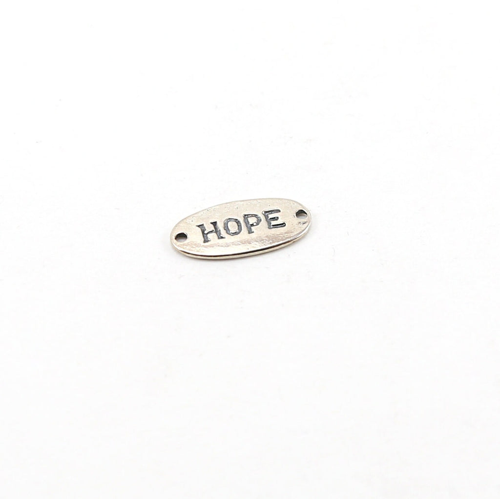 16mmx8mm Sterling Silver Hope Stamped Rounded Oval Connector Charm Inspiration