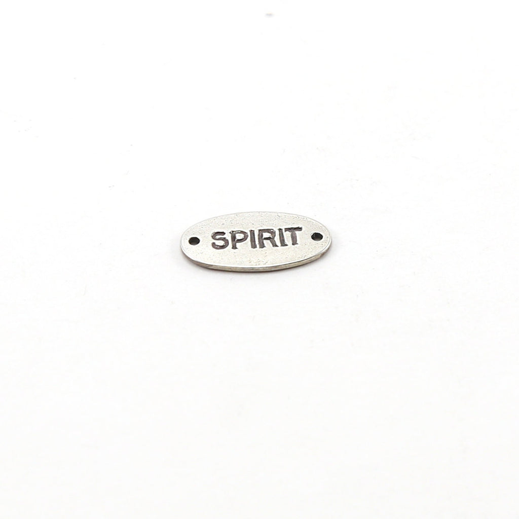 18mmx9mm Sterling Silver Spirit Stamped Rounded Oval Connector Charm