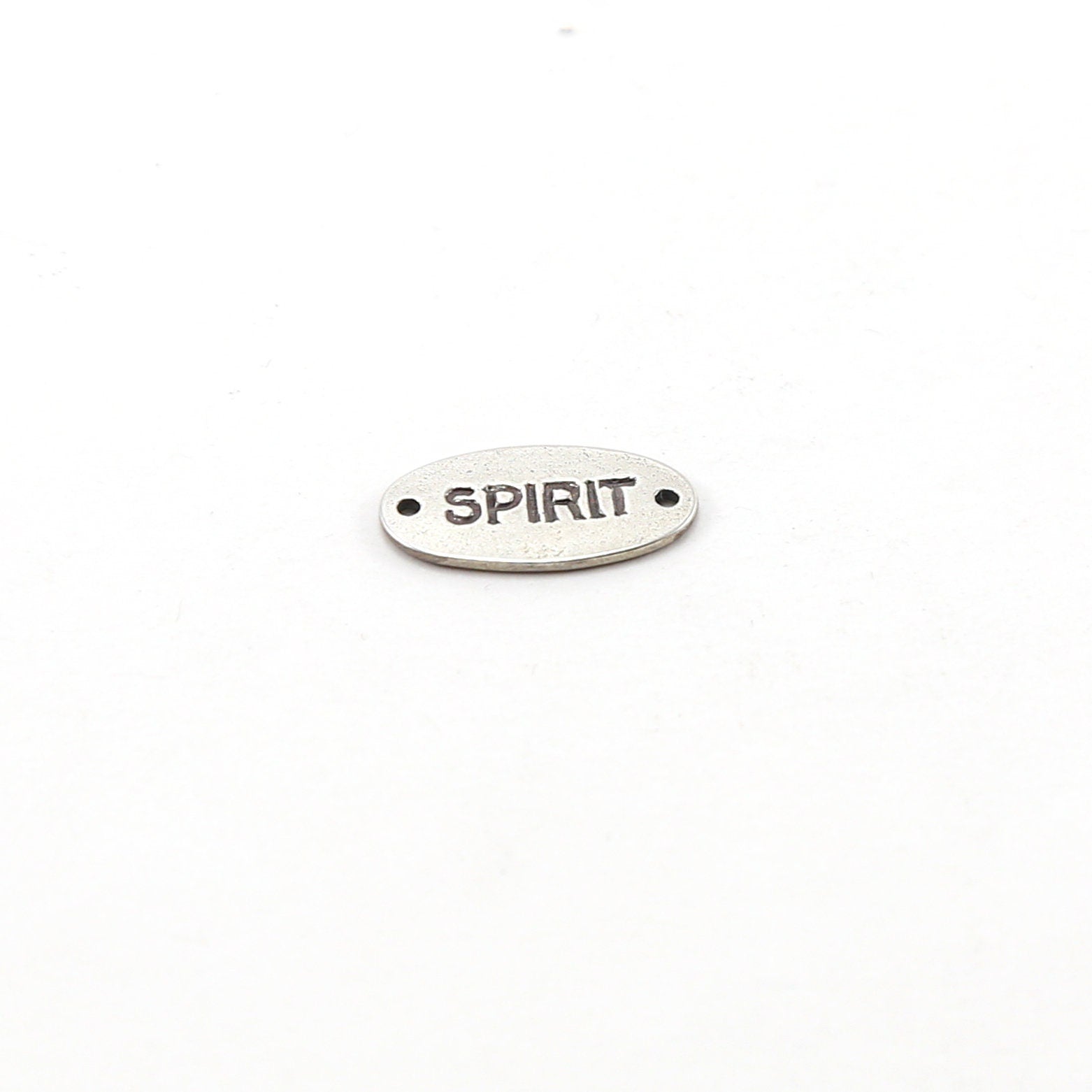 18mmx9mm Sterling Silver Spirit Stamped Rounded Oval Connector Charm