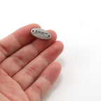 18mmx9mm Sterling Silver Spirit Stamped Rounded Oval Connector Charm