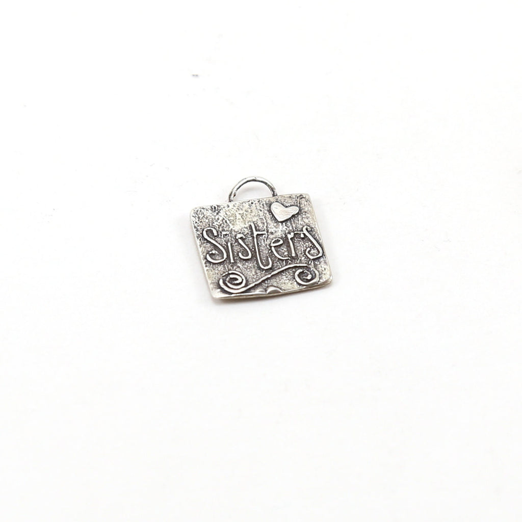 18mmx 15mm Sterling Silver Whimsical Sisters with Heart and Swirl Love Charm
