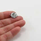 Sterling Silver Raised Om Ohm Buddha Mantra Yoga Charm Single Loop