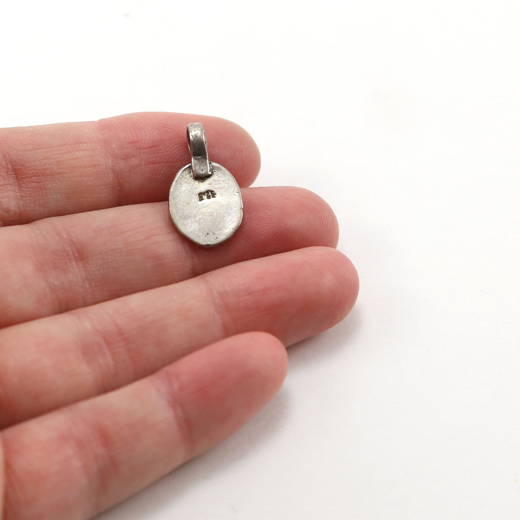 11mmx18mm Sterling Silver Ganesh Antique Style Oval Deity Charm Hindu Hinduism