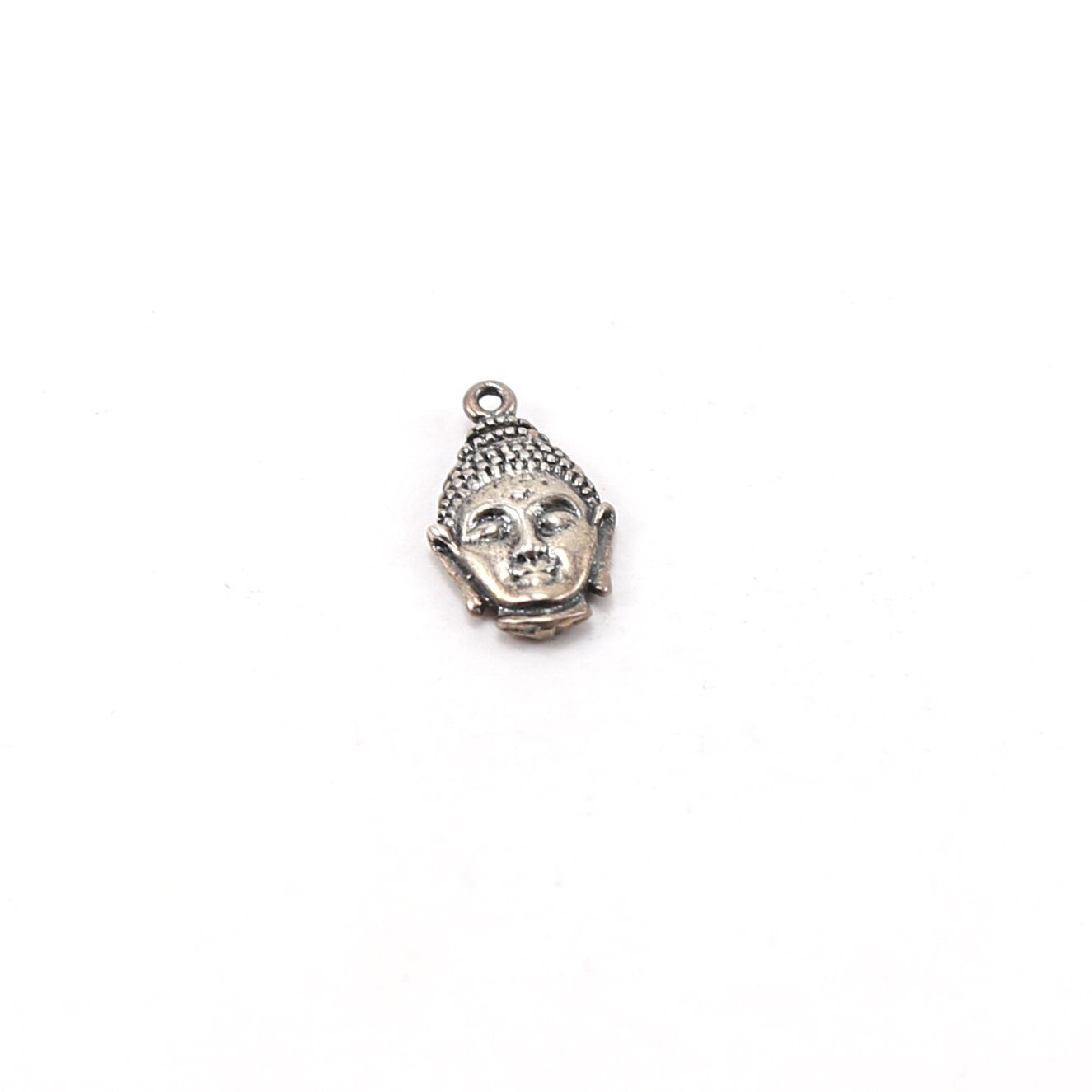 Sterling Silver Thai Buddha Head Charm Ohm Meditation Mantra Pendant