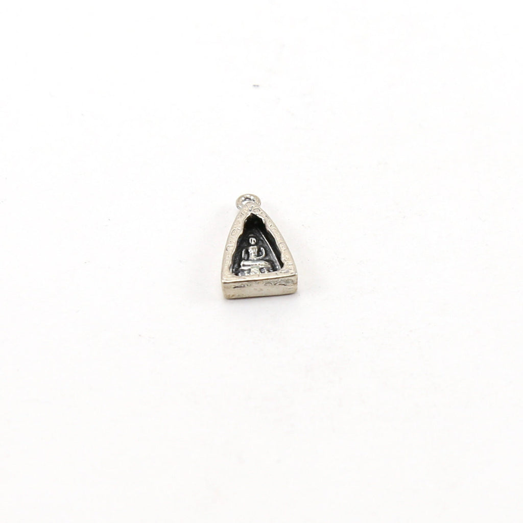 15mmx9mm Sterling Silver Buddha Sitting in Triangle Yoga Charm Ohm Meditation