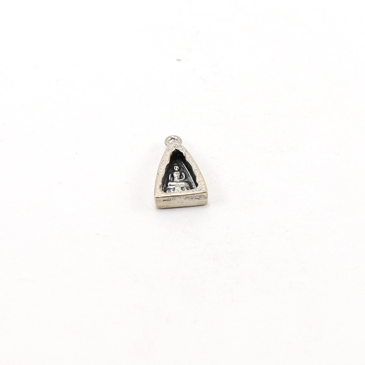 15mmx9mm Sterling Silver Buddha Sitting in Triangle Yoga Charm Ohm Meditation