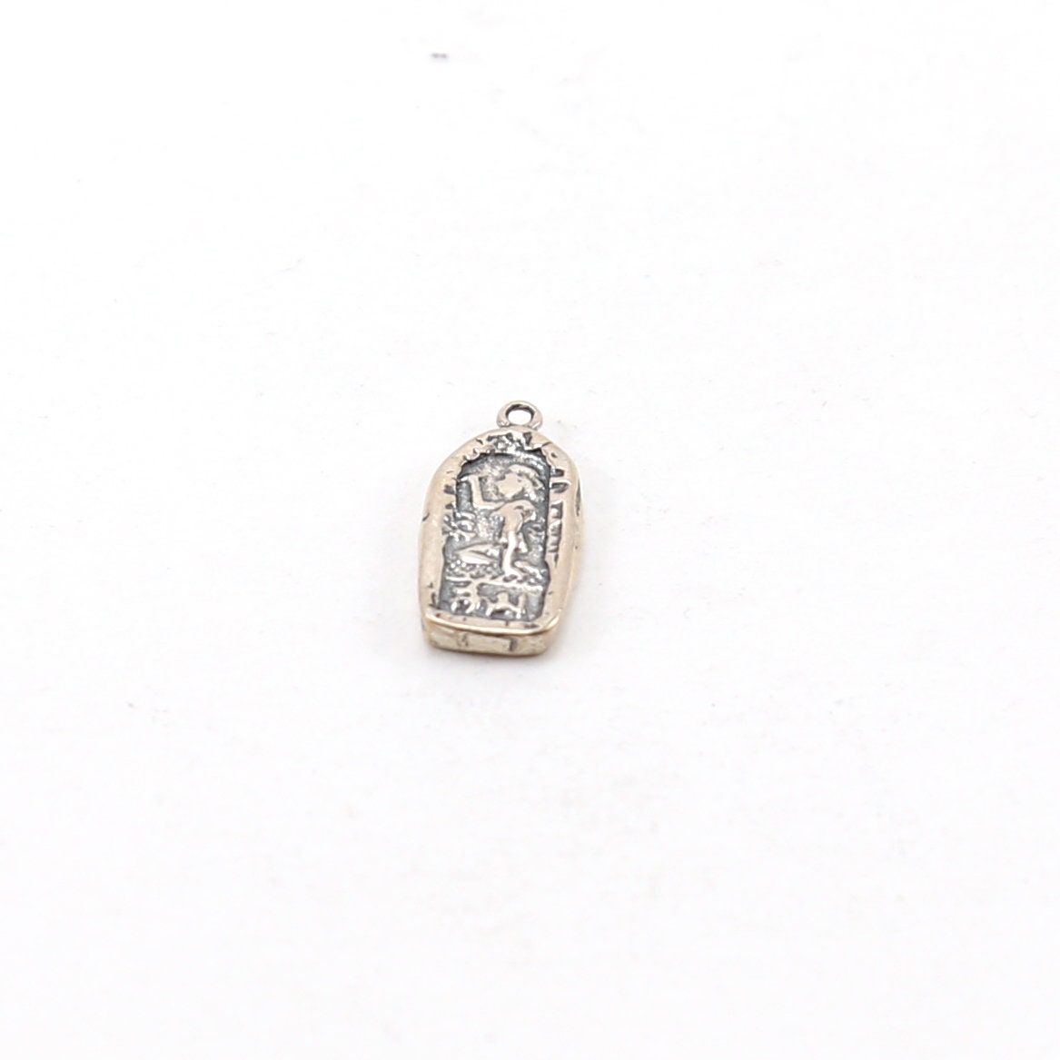 15mmx9mm Sterling Silver Buddha Sitting in Oval Rim Yoga Charm Ohm Meditation