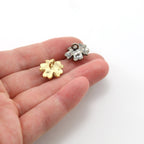 15mmx15mm Sterling Silver or Vermeil Large Flower Button in or Shiny Wrap